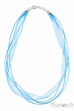 Halsketting van oganza - lengte 45 cm - hemelsblauw
